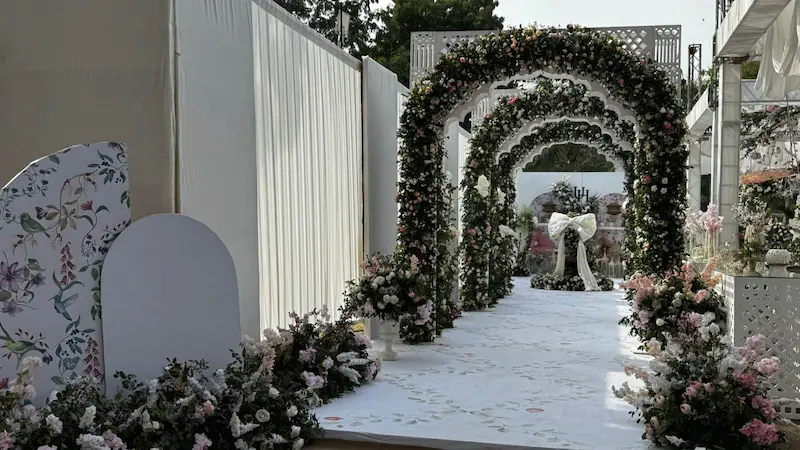 Floral arch for ceremony or sweetheart table