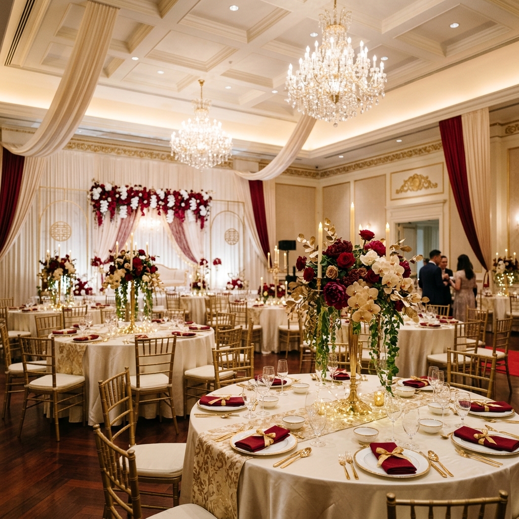 South Asian wedding decor setup
