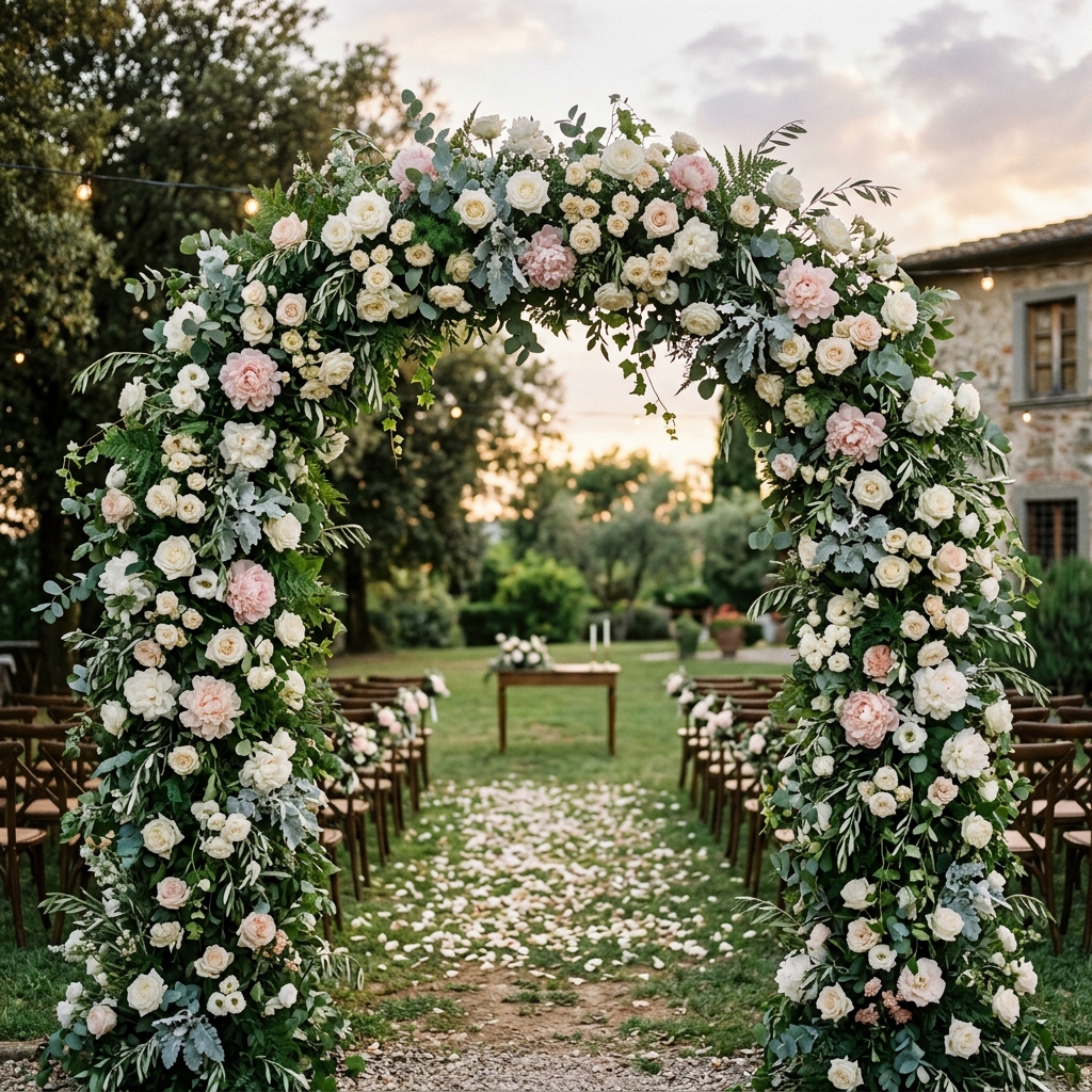 Floral arch wedding backdrop
