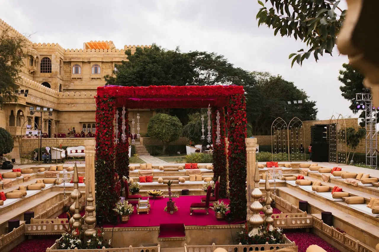 Indian wedding mandap ceremony setup