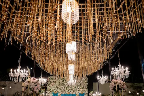 Wedding venue lighting setup