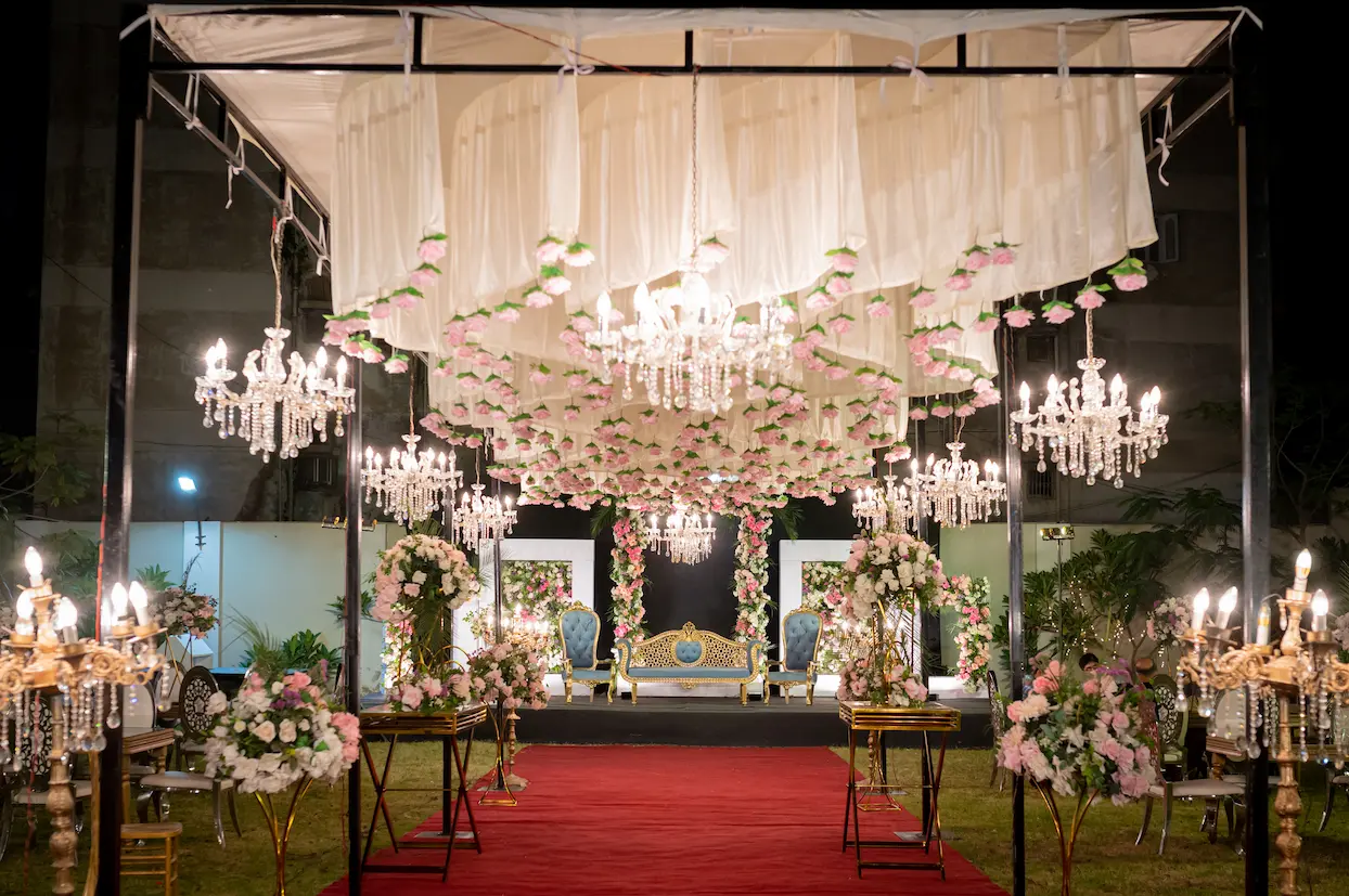 Nikkah event stage and backdrop setup