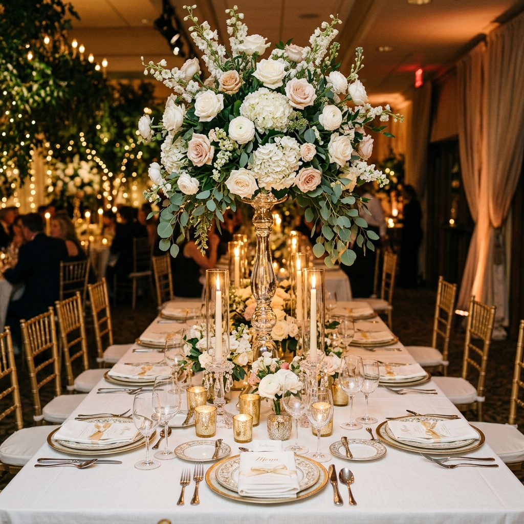 Wedding table centrepiece arrangement