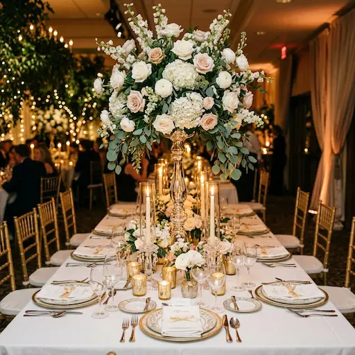 Wedding table centrepiece arrangement